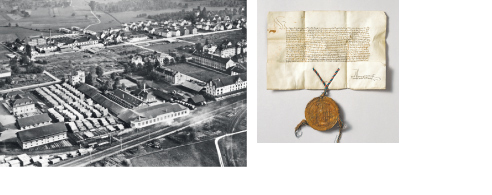 Kistenfabrik in Zug, um 1930 / Anerkennung der Stadt Zug als reichsfreie Stadt durch König Sigmund, 1415 